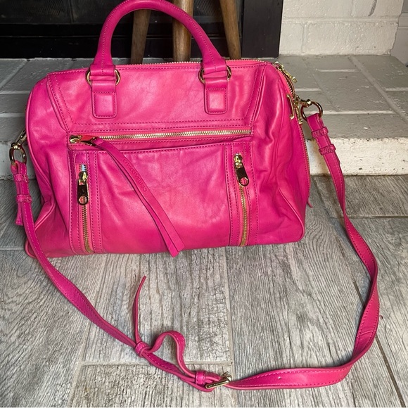 Cynthia Rowley pink Handbag Leather Bowler  Crossbody Adjustable Purse B… - Picture 2 of 13